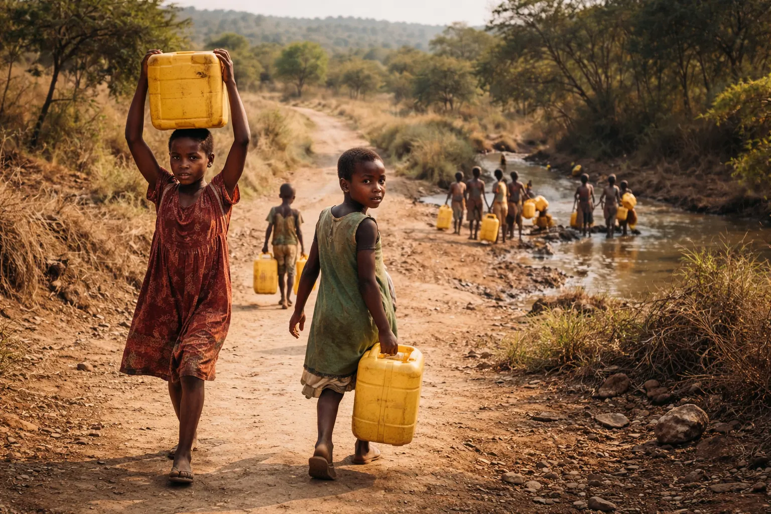 Children struggling for Clean Water Access