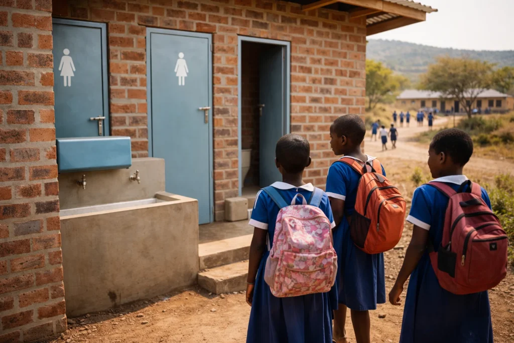 Girls happy about improved sanitation at school