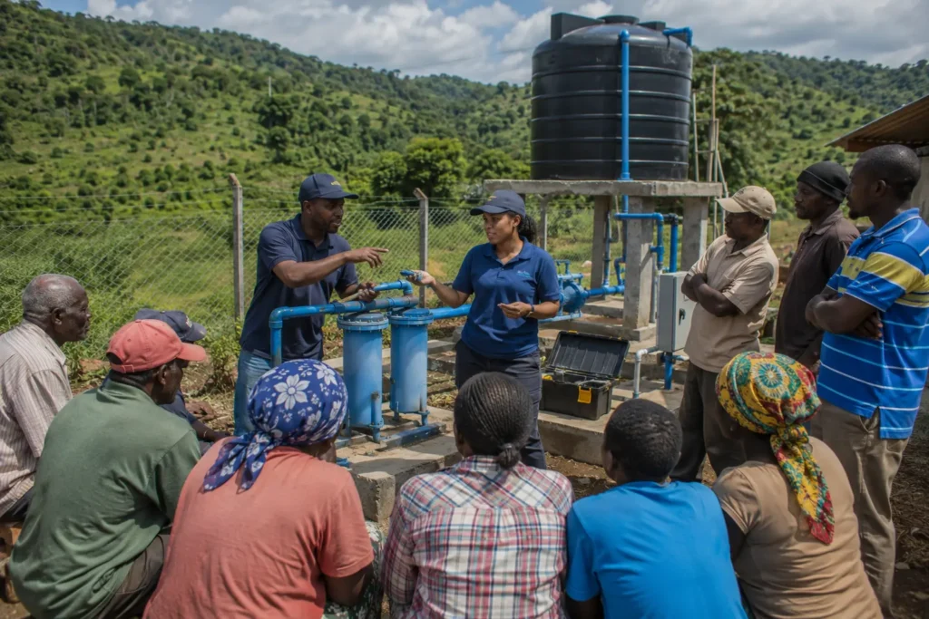 third-party training locals on how to use the water system